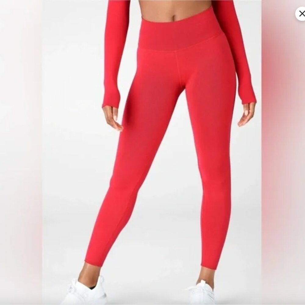 FABLETICS Red Sculpt Knit Leggings Full Length Size‎ Medium